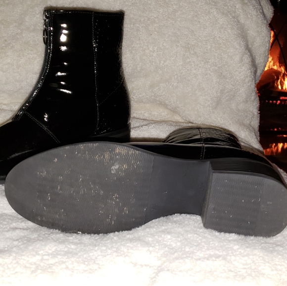 Black Patent Leather Ankle Booties - Picture 2 of 5